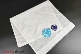  Hand towel-Blue round coral embroidery